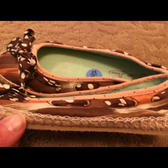 Poetic licence espadrilles flats 6.5, 36.5 polka dots bow shoes brown tones - Picture 7 of 7